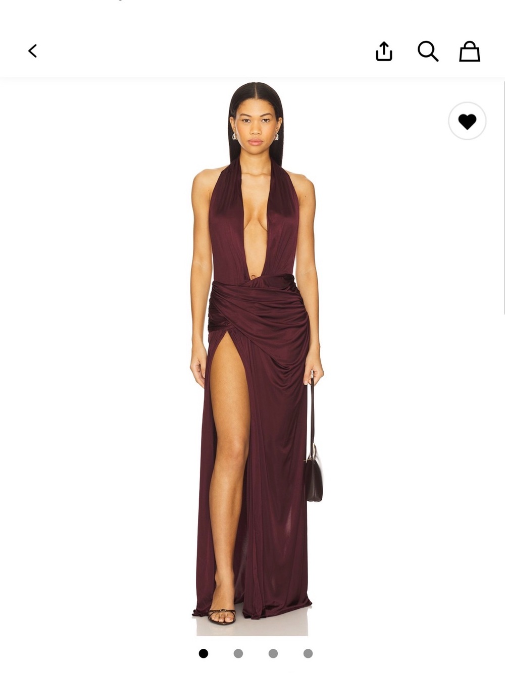 Plunging Halter Maxi Dress with High Side Slit in Deep Wine